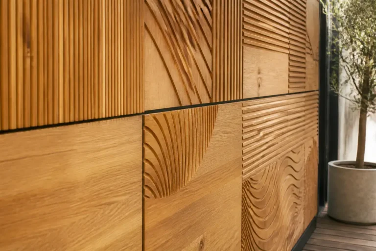 Panneau en relief de décoration murale en bois dans un cadre moderne et élégant