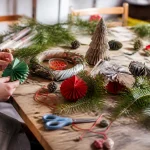 Table décorée pour Noël avec des objets faits main, idéale pour décoration de Noël à fabriquer